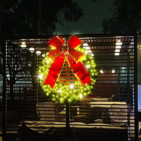 Undecorated Christmas Wreath with Warm White Lights
