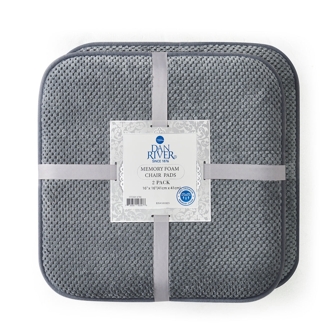 Dan River 2-4 Pack Memory Foam Non-Slip 16x16'' Chair Cushion Pad