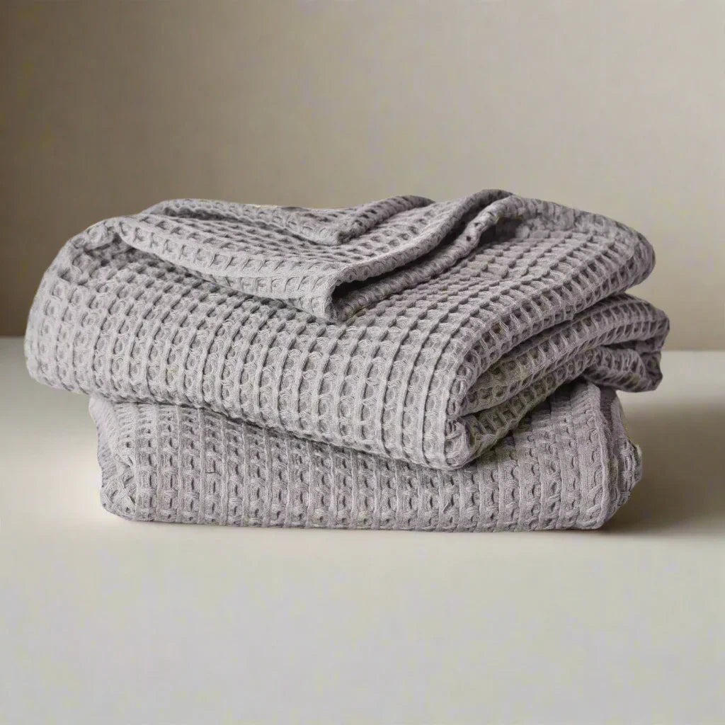 Chunky Waffle-Weave Turkish Organic-Cotton Blanket or Throw