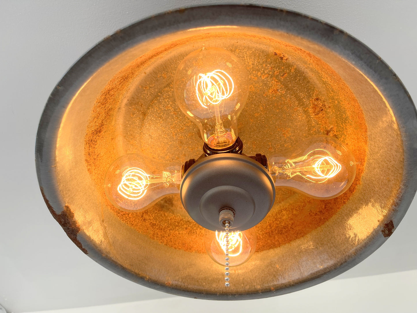 Antique FARMHOUSE GRANITEWARE Pan Ceiling Light