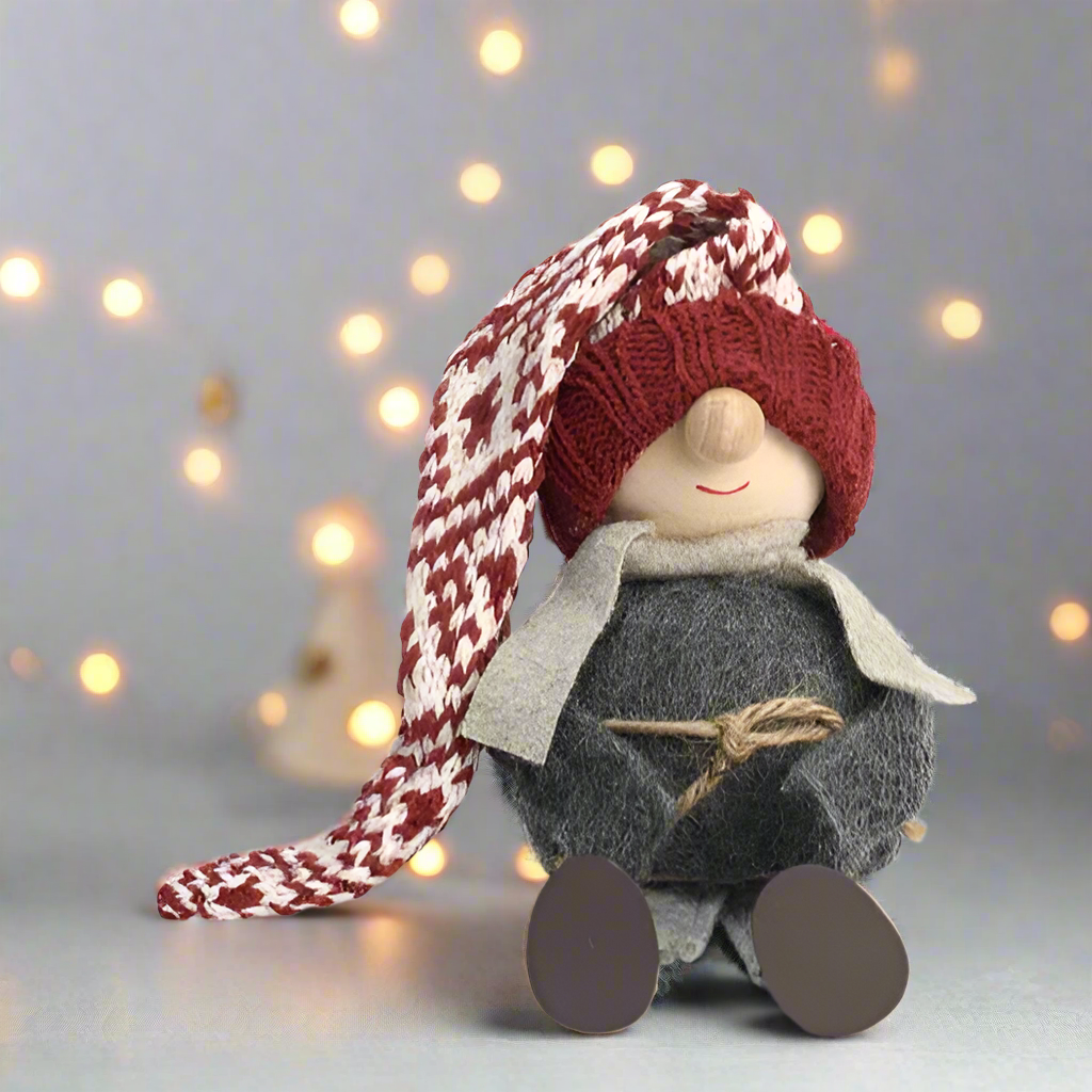 Tomte Gnome - Cousin Gustav (Red Knitted Cap)