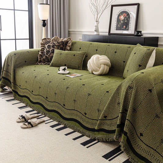 Chenille Couch Throw Cover Decorative Herringbone Sofa Blanket Protector for Couch