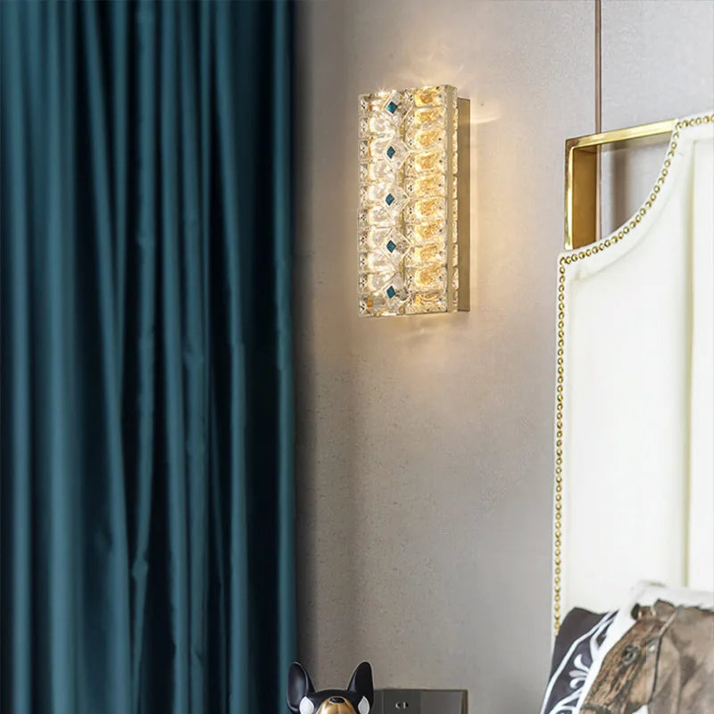Emma's - Crystal Wall Lamp Light Luxury Strip Decoration TV Drama Background  Lamp Living Room Bedroom Bedside Corridor Aisle  Lamp