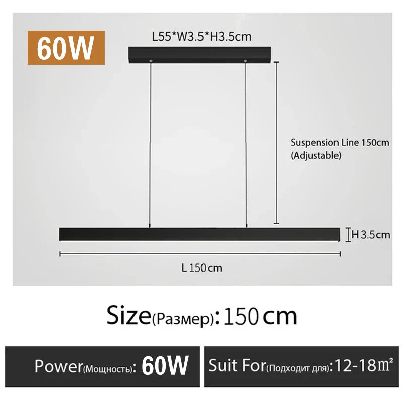 Modern Minimalist LED Chandelier - Perfect for Dining Tables, Cafes, Bars, and Living Room Lighting