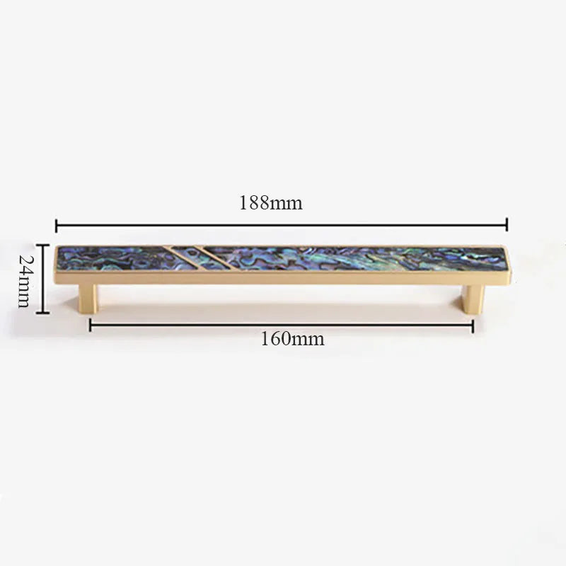Brass Furniture Handle with Natural Shell – Modern Wardrobe, Drawer, and Dresser Knobs