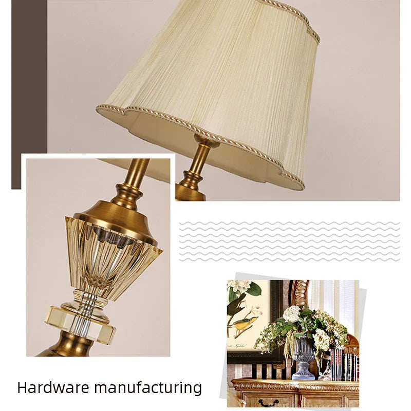 European Crystal Table Lamp - Elegant Bedside Light for Wedding, Hotel, and Bedroom Decor