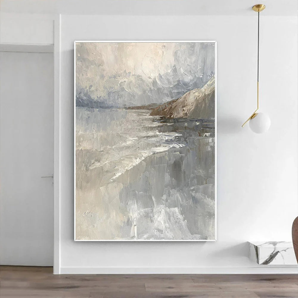 Gray yellow Oil Painting On Canvas Handmade Abstract Landscape Thick Oil Wall Art Hand Painted Large Sized Decoration Paintings