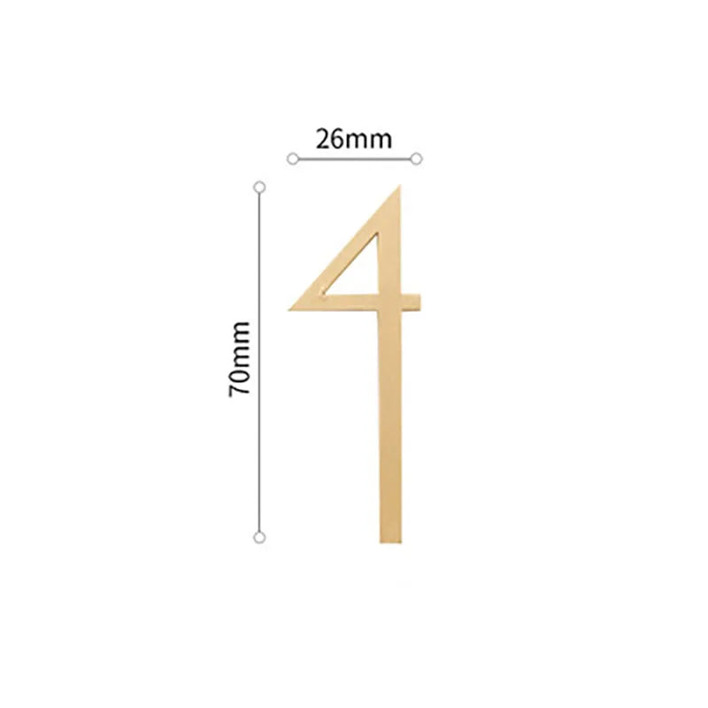 Golden Brass Door Numbers – Custom Decorative Wall Figures for Villas, Hotels, and Dormitories (5cm/7cm)