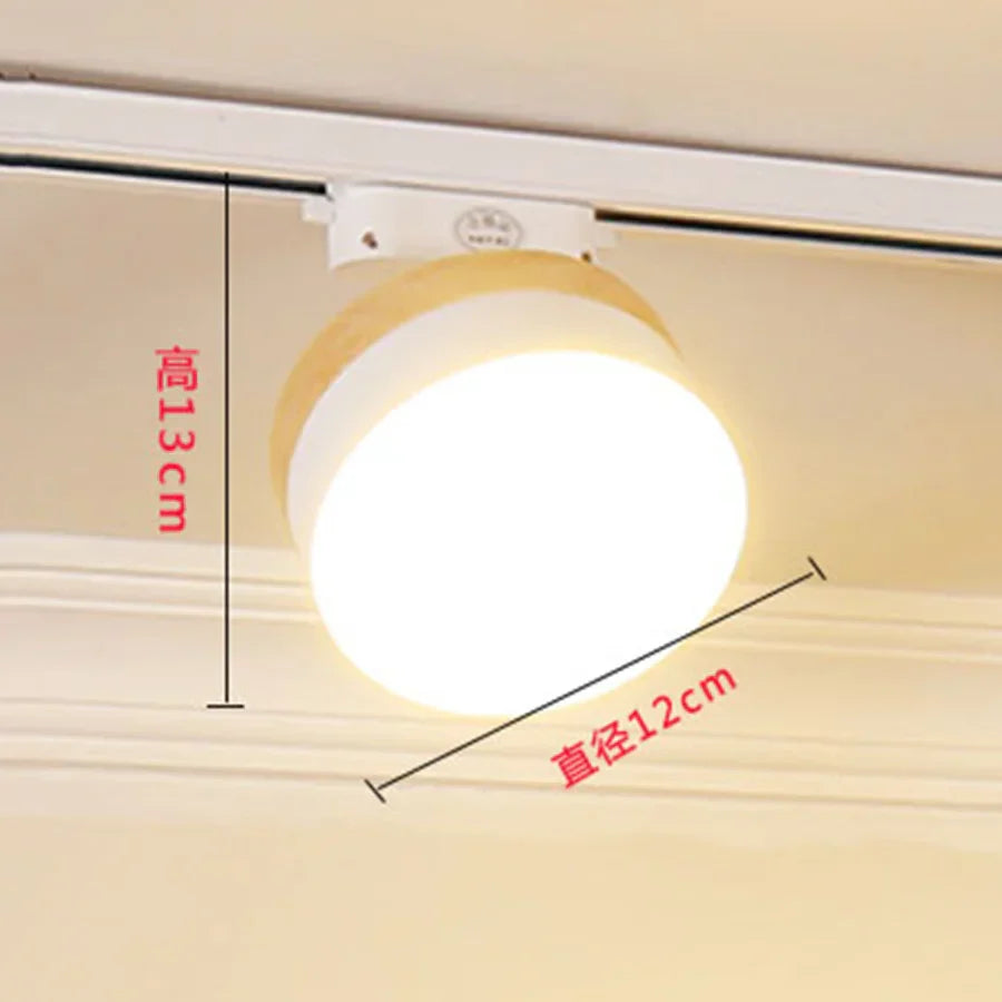 12W Nordic Wooden LED Track Light - COB Ceiling Spotlight for Home and Store Decor