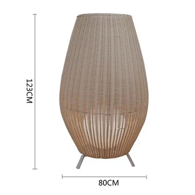Asian Natural Rattan Floor Lamp - Versatile Indoor and Outdoor Lighting for Living Spaces