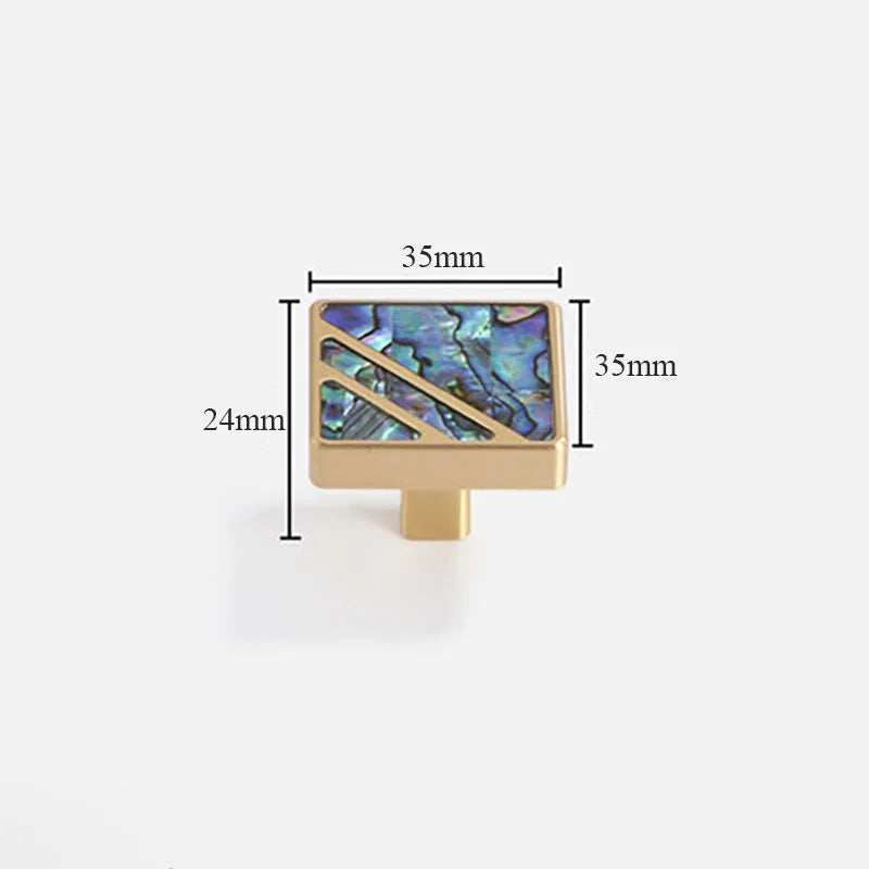 Brass Furniture Handle with Natural Shell – Modern Wardrobe, Drawer, and Dresser Knobs