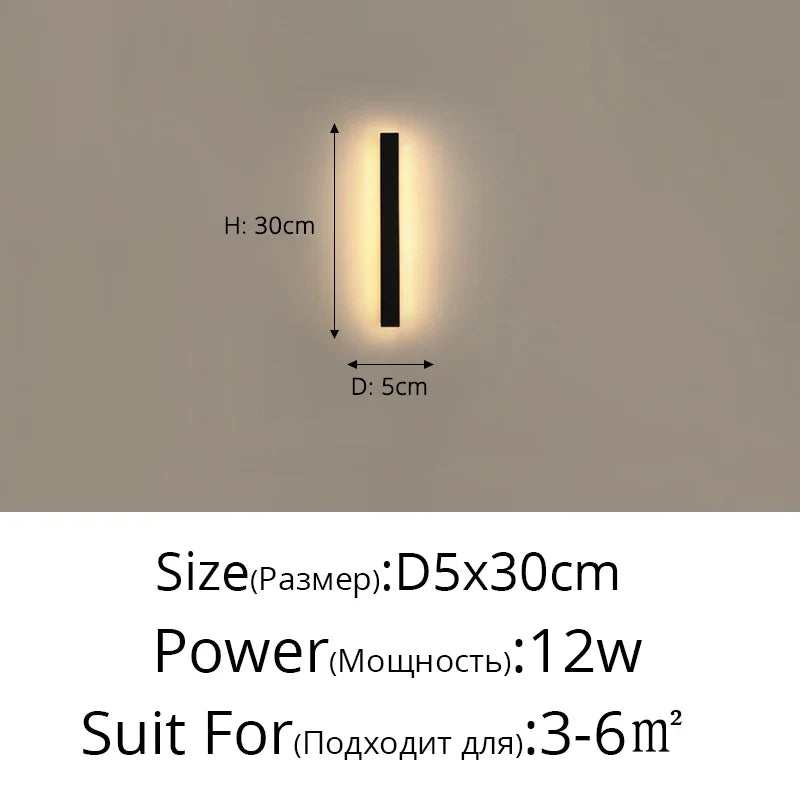Sleek Outdoor Waterproof Long Strip Wall Lamps - Modern Elegance for Creative Villas, Courtyards, and Indoor LED Lighting