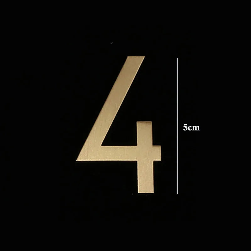 Golden Brass Door Numbers – Custom Decorative Wall Figures for Villas, Hotels, and Dormitories (5cm/7cm)