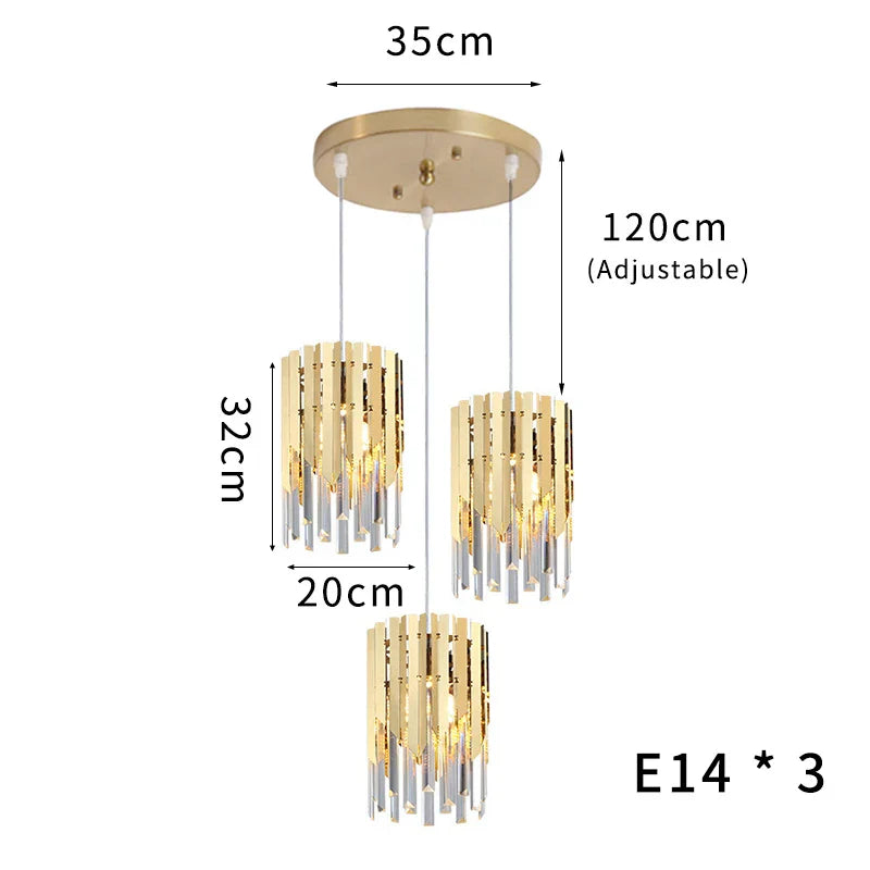 Round Gold K9 Crystal LED Chandelier for Living Spaces - Dining, Bedroom, and More