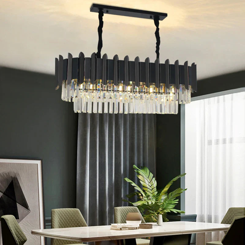 Elegant Black Crystal Chandelier - A Postmodern Light Luxury Addition for Modern Living Rooms and Bedrooms