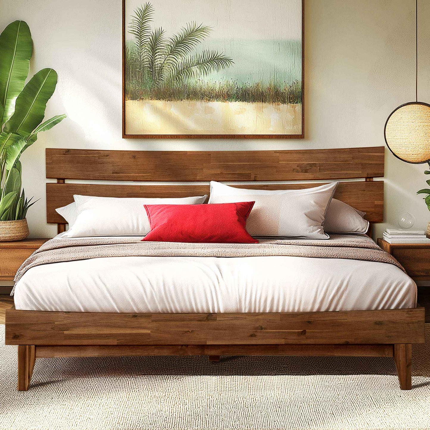 Acacia Aurora Deluxe Wood Platform Bed Frame for Ultimate Comfort and Style