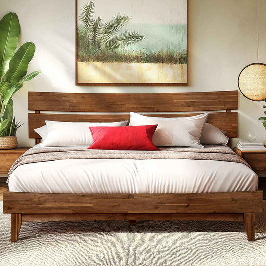 Acacia Aurora Deluxe Wood Platform Bed Frame for Ultimate Comfort and Style