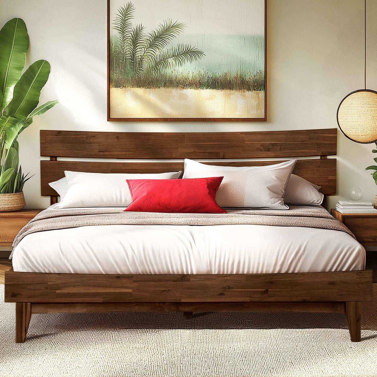 Acacia Aurora Deluxe Wood Platform Bed Frame for Ultimate Comfort and Style