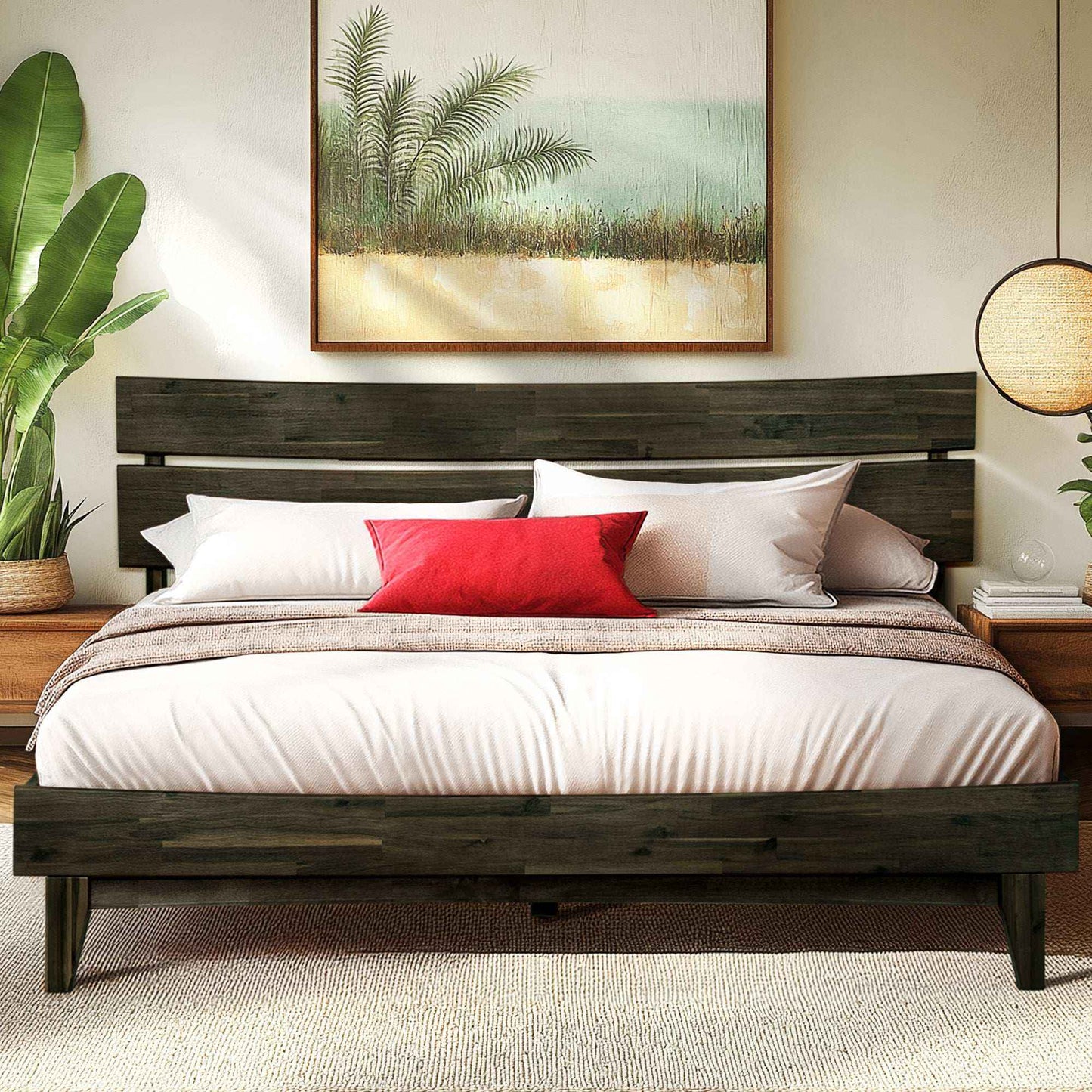 Acacia Aurora Deluxe Wood Platform Bed Frame for Ultimate Comfort and Style