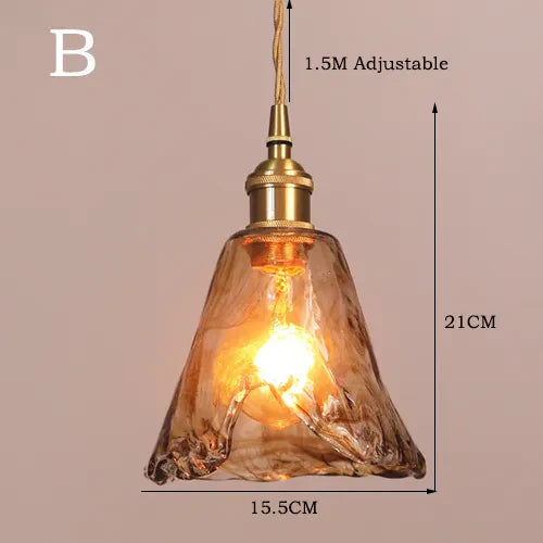 Japanese Style Vintage Brass Glass Chandelier - Elegance for Your Dining and Kitchen Spaces