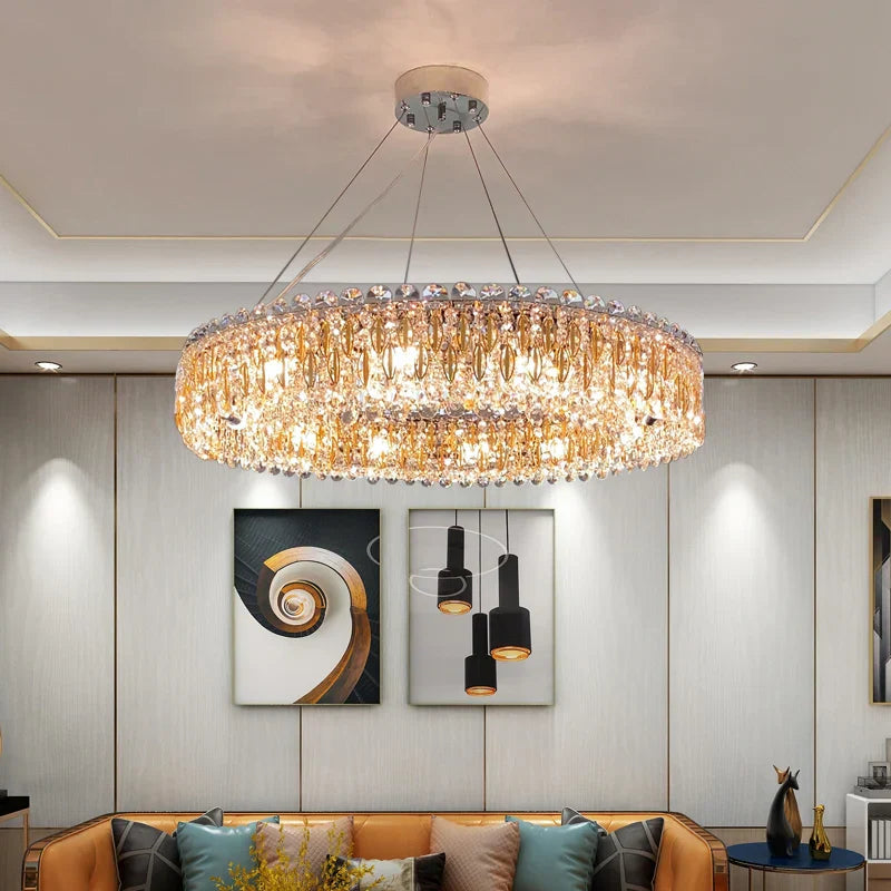 New Light Luxury K9 Crystal Chandelier - Chrome Elegance for Living, Dining, and Bedrooms