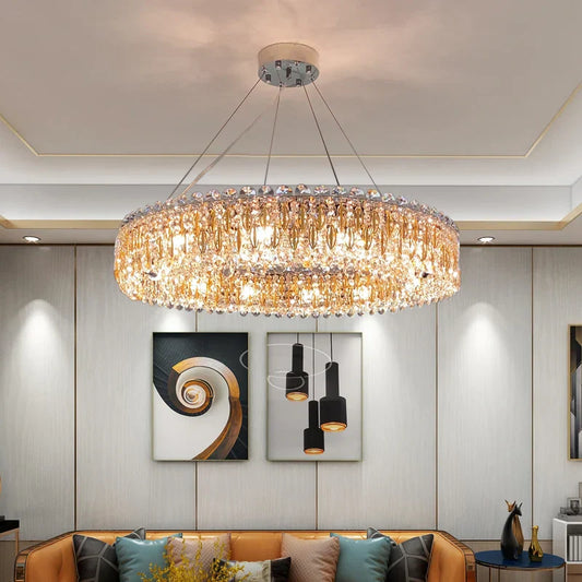 New Light Luxury K9 Crystal Chandelier - Chrome Elegance for Living, Dining, and Bedrooms