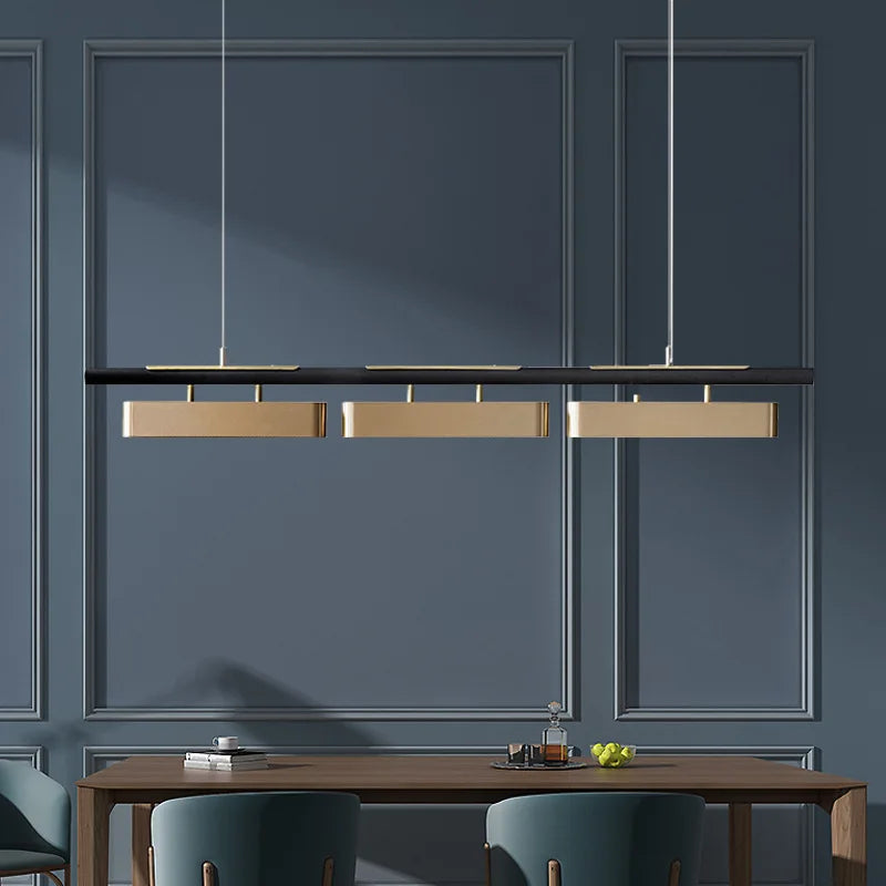 Elegant Black and Gold LED Chandelier - Contemporary Lighting for Dining, Kitchen, and Dining Rooms