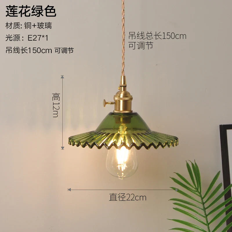 Nordic Style Copper Pendant Light Fixtures - Modern Glass Hanging Lamp for Kitchen, Dining, and Living Spaces