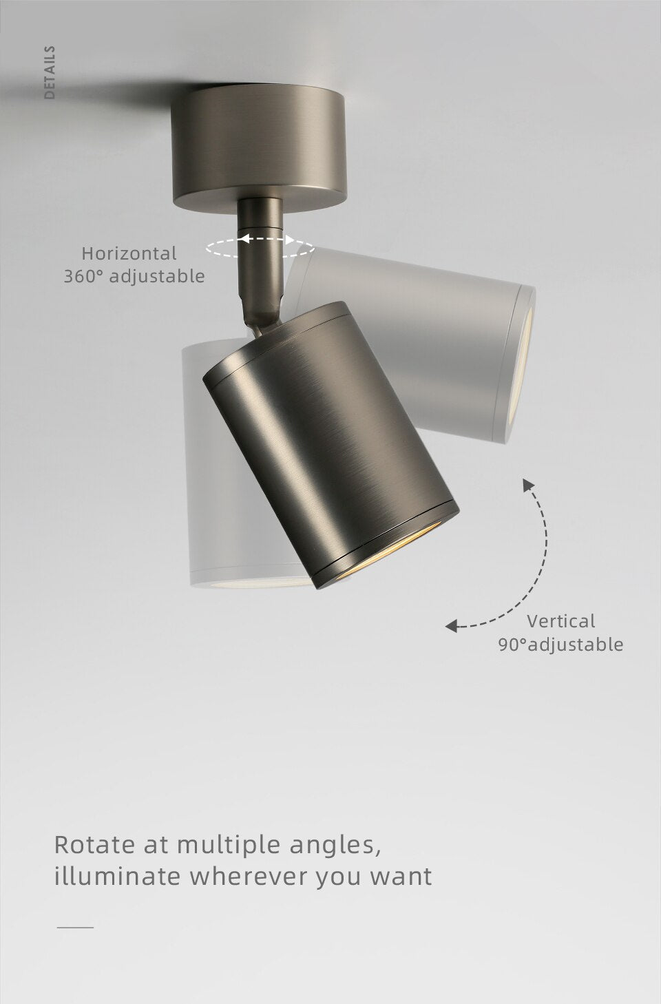 Ella's LED Ceiling Spotlight in Nickel - 7W CRI97 with Flicker-Free Design and Rotational Accent