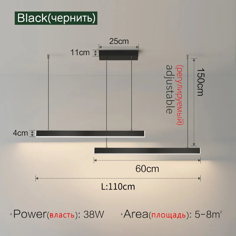 Creative Nordic Word Long Dining Table Lamp - Modern Chandelier for Dining Rooms, Bars, and Offices