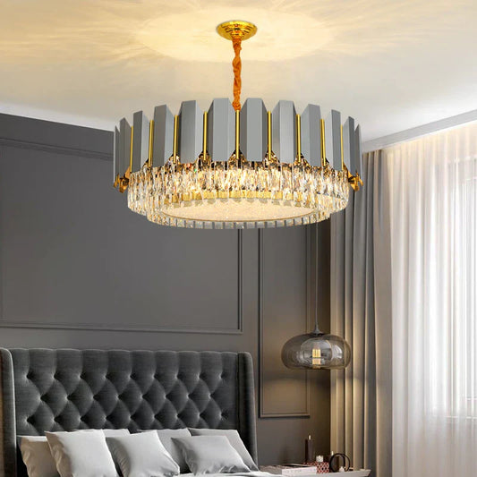 Stainless Steel Light Luxury Crystal Chandelier - A Postmodern Marvel for Living Rooms, Simple Dining Rooms, and Nordic Bedrooms