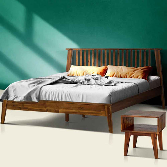 Acacia Kaylin Bed Frame & Nightstand Set for a Stylish Bedroom