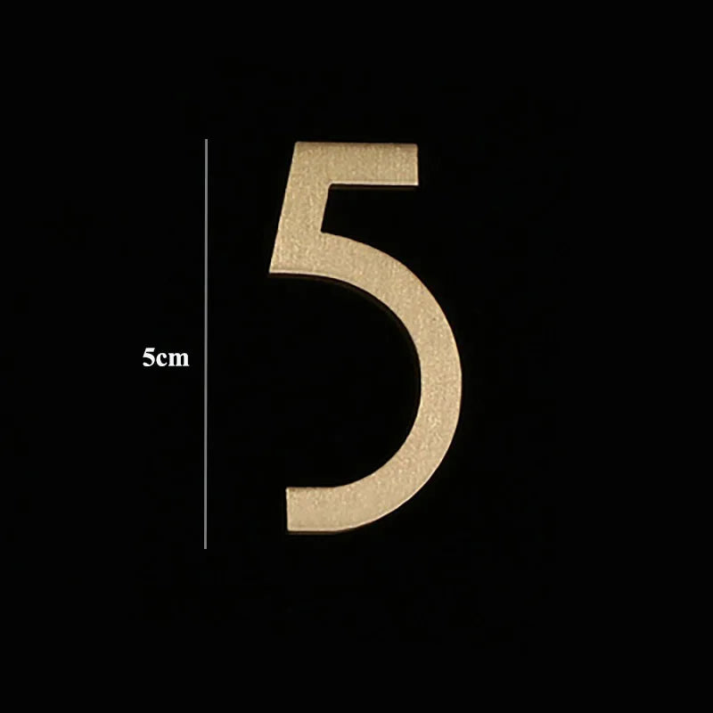 Golden Brass Door Numbers – Custom Decorative Wall Figures for Villas, Hotels, and Dormitories (5cm/7cm)