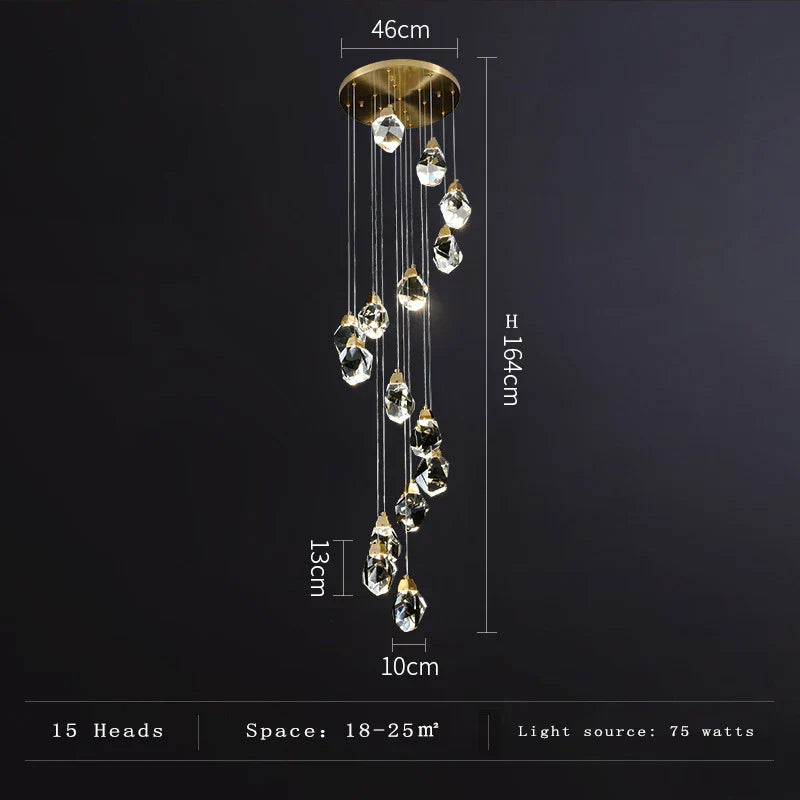 Elegant Light Luxury Crystal Chandelier - Perfect for Staircases, Living Rooms, Duplexes, Villas, and Middle Building Spaces