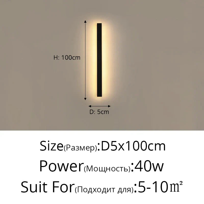 Sleek Outdoor Waterproof Long Strip Wall Lamps - Modern Elegance for Creative Villas, Courtyards, and Indoor LED Lighting