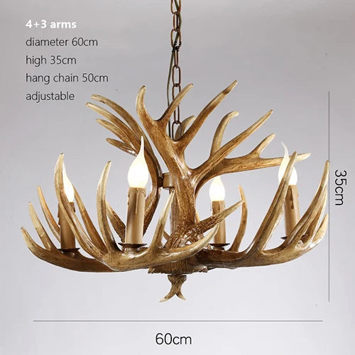 Rustic Antler Chandelier - Industrial Wind Lamps for Restaurant, Internet Cafe, and Hotel Decor