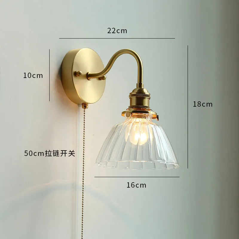 Modern Ceramic Wall Lamp with Pull Chain Switch - Stylish Lighting for Bathrooms, Mirrors, and Stairways