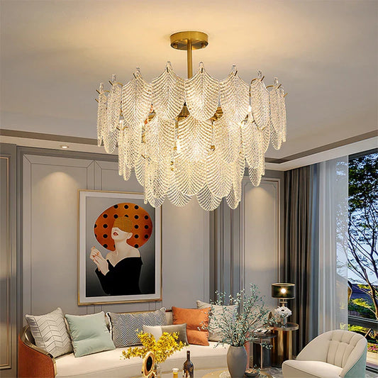 Postmodern Glass Chandelier - Elegant Lighting for Living Rooms, Bedrooms, Dining Rooms, and Model Spaces