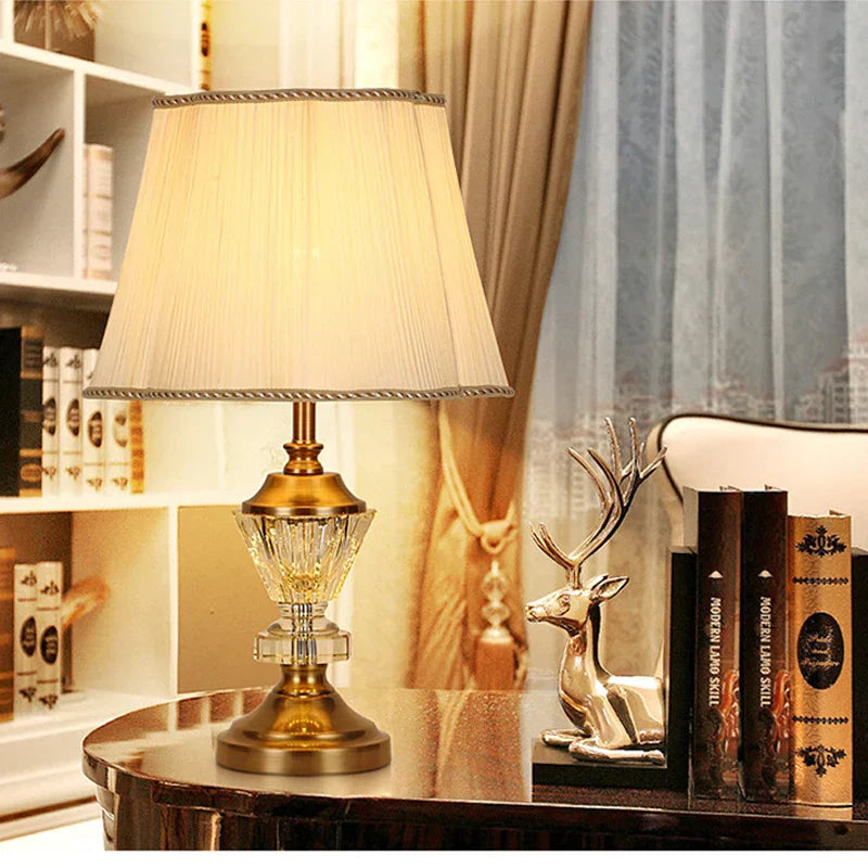 European Crystal Table Lamp - Elegant Bedside Light for Wedding, Hotel, and Bedroom Decor