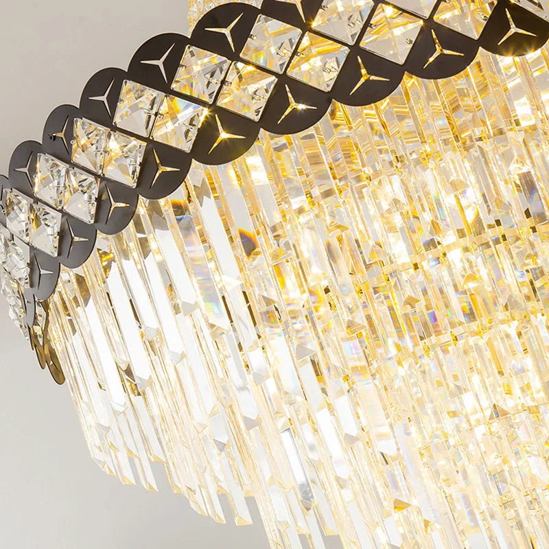 Duplex Building Crystal Chandelier - Post-Modern Light Luxury Elegance for Spiral Staircases, Halls, Villas, and Living Rooms with Suspended Gloss Lighting