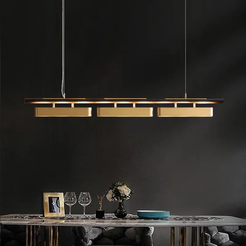 Elegant Black and Gold LED Chandelier - Contemporary Lighting for Dining, Kitchen, and Dining Rooms