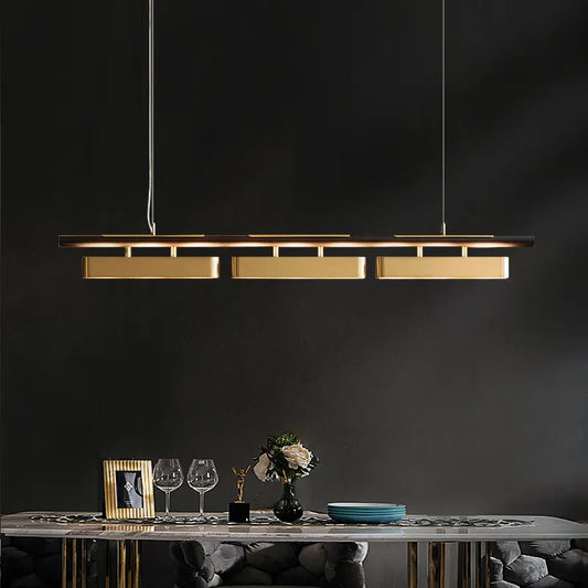 Elegant Black and Gold LED Chandelier - Contemporary Lighting for Dining, Kitchen, and Dining Rooms