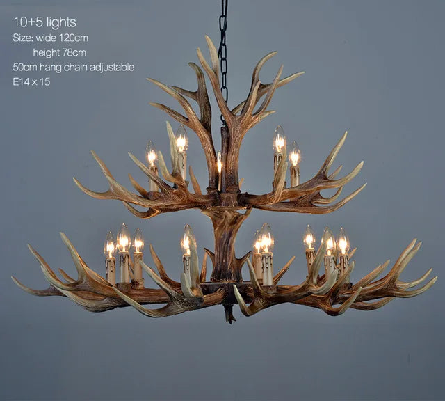 Rustic Antler Chandelier - Industrial Wind Lamps for Restaurant, Internet Cafe, and Hotel Decor