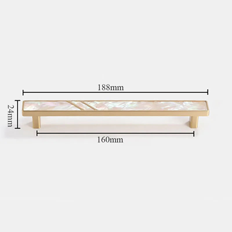 Brass Furniture Handle with Natural Shell – Modern Wardrobe, Drawer, and Dresser Knobs