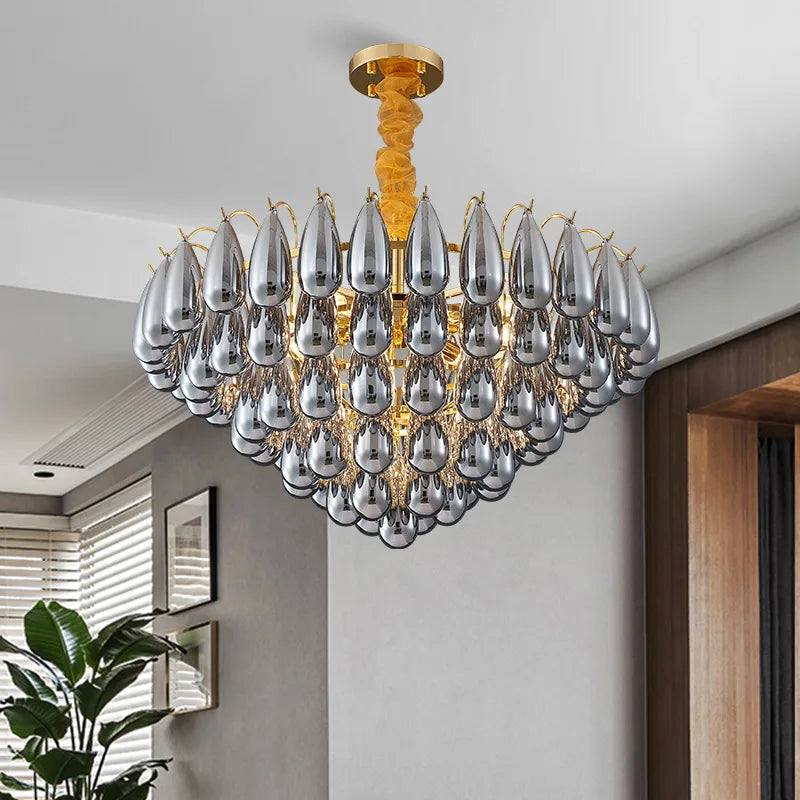 Postmodern Stainless Steel Round LED Chandelier - Designer Lighting Fixture for Dining Rooms