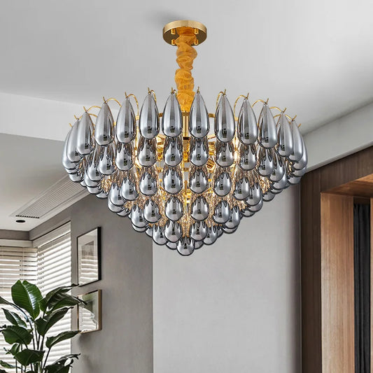 Postmodern Stainless Steel Round LED Chandelier - Designer Lighting Fixture for Dining Rooms