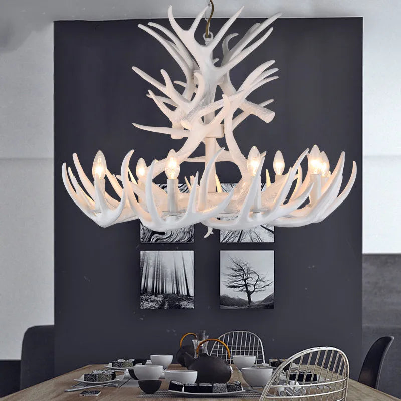 Rustic Antler Chandelier - Industrial Wind Lamps for Restaurant, Internet Cafe, and Hotel Decor