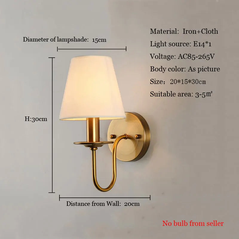 Fabric E14 Wall Lamp - Modern European Style Bedroom Bedside Lamp for Living Room, Hotel, Study, and Office