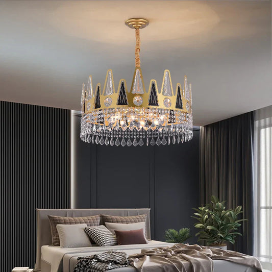 Elegant French Pastoral Golden Crystal Chandelier - Perfect for Living Rooms, Dining Rooms, Bedrooms, and Entrances
