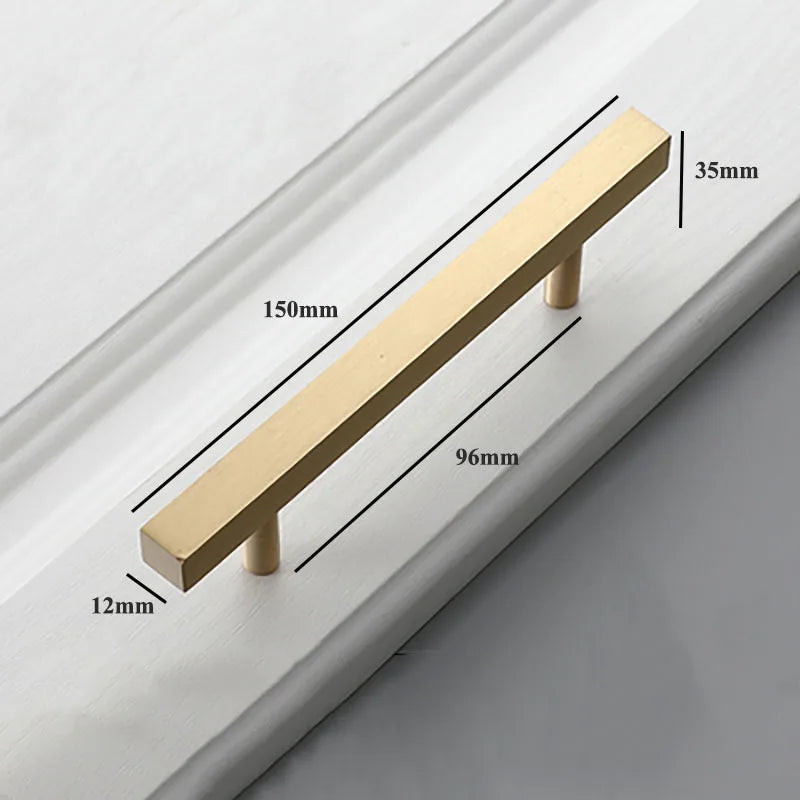 12x12mm Brass Wardrobe Handles – Modern Square Cabinet Pulls for Drawers and Dressers (50mm-380mm)